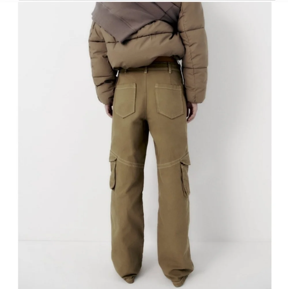 NWT Zara high waisted wide leg cargo pants - Picture 9 of 16